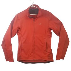 Arcteryx Trino Jacket Mens M Orange Gore Windstopper Full Zip Running Reflective